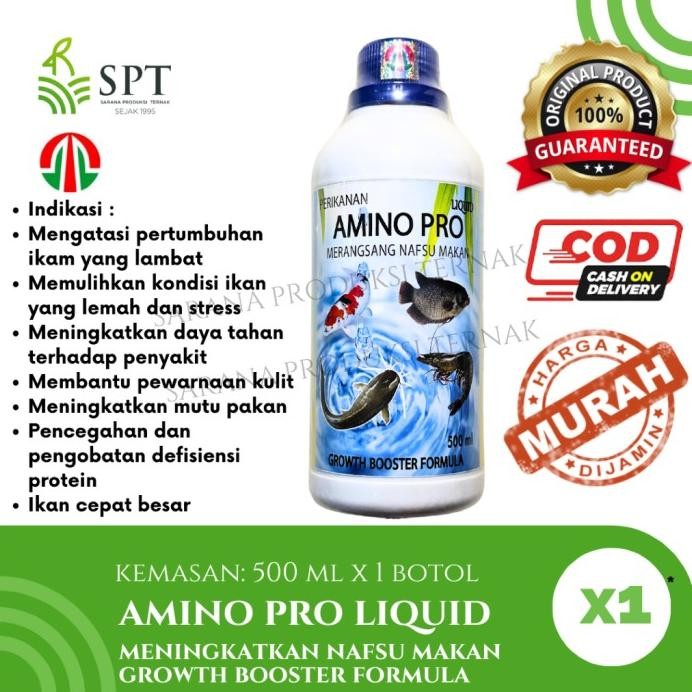 Terlaris Amino Pro Liquid 500 Ml Perikanan Ikan Nafsu Makan Asam Amino Vitamin Ikan Koi Gurame Lele 