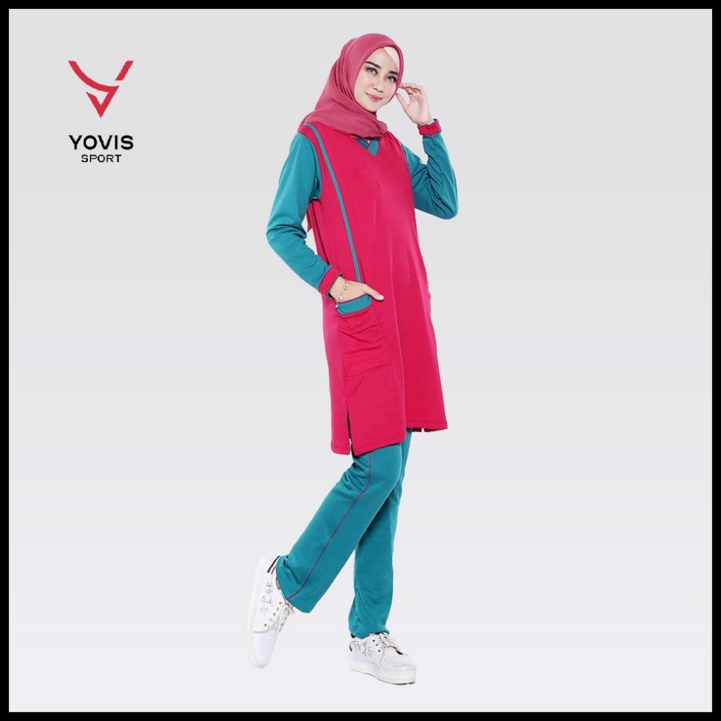 SETELAN SENAM TUNIK WANITA / PAKAIAN OLAHRAGA YOVIS SPORT  MUSLIMAH/HIJAB