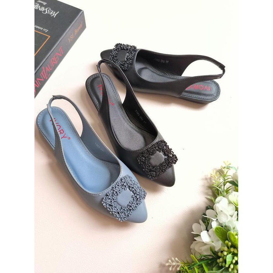 Murah Ivory Sepatu Flat Wanita Terbaru Tali Belakang Ts383-286