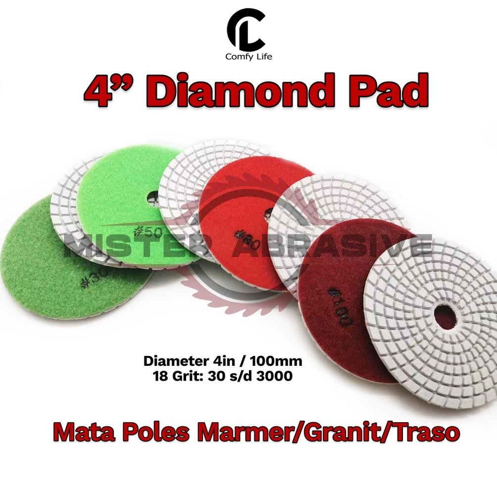 PJ 4 Diamond Polishing Pad Poles Marmer Granit Batu Amplas Lantai