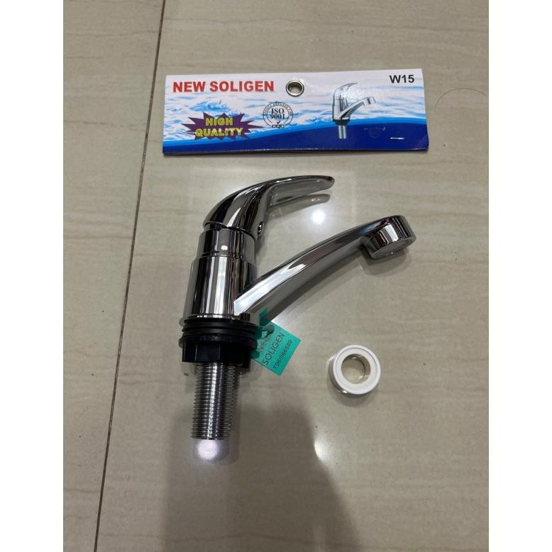 PJ CROME NEKEL W15 NEKEL Kran Wastafel Cuci Tangan PVC SOLIGEN W15 CROME