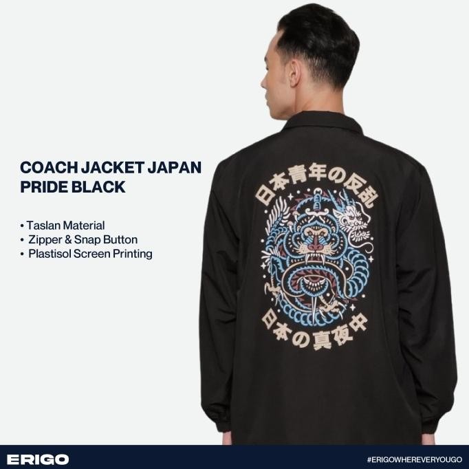 Outerwear Unisex Erigo Coach Jacket Japan Pride Black