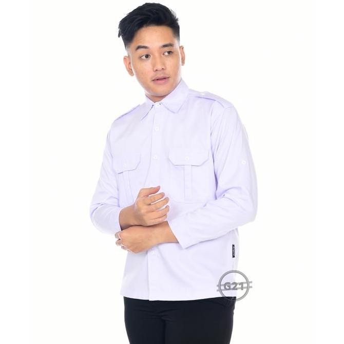 Baju Atasan Kemeja Putih PDH PDL ASN PNS Lapangan Pria Lengan Panjang
