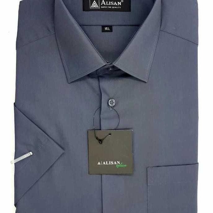 ALISAN REGULER Original Kemeja Pria Lengan Pendek Abu6 (Abu Tua )