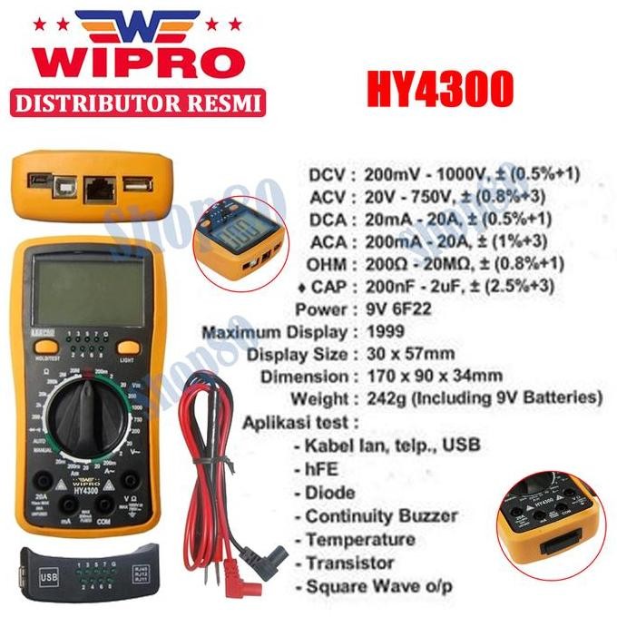 WIPRO MULTITESTER DIGITAL AVOMETER MULTIMETER MULTI TESTER HY4300