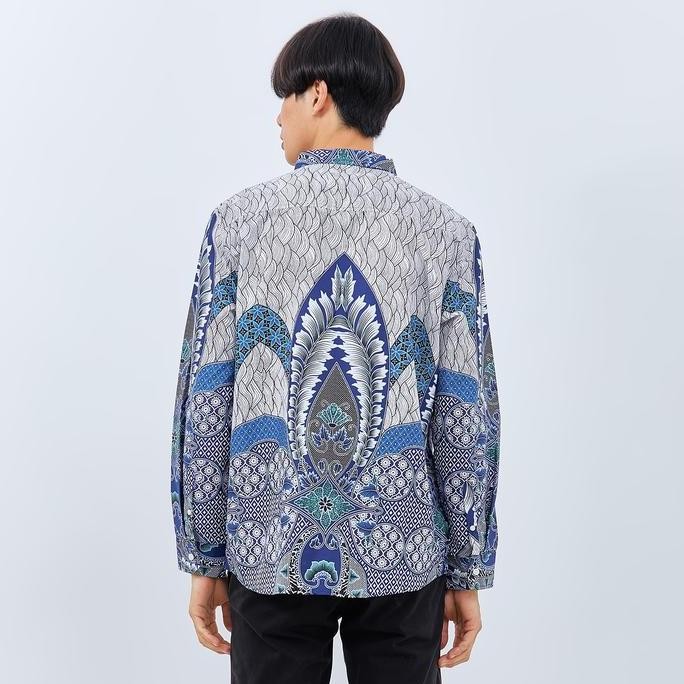 M231 Kemeja Pria Batik Panjang Biru 1722B