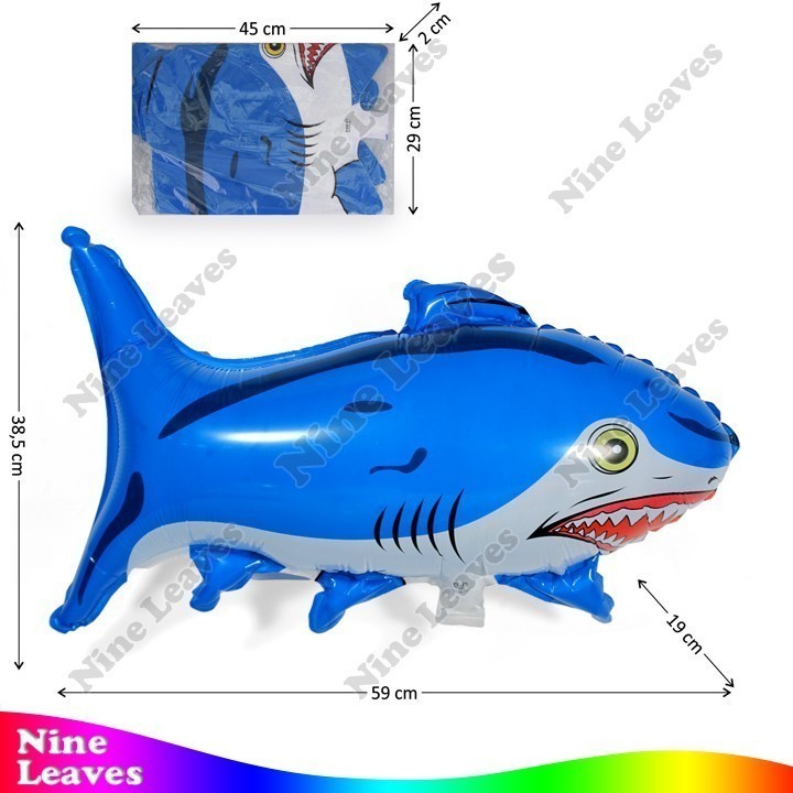 [Grosir] Balon Gas Hiu Polos / Hiu Animal 50 Pcs Mainan Anak Murah