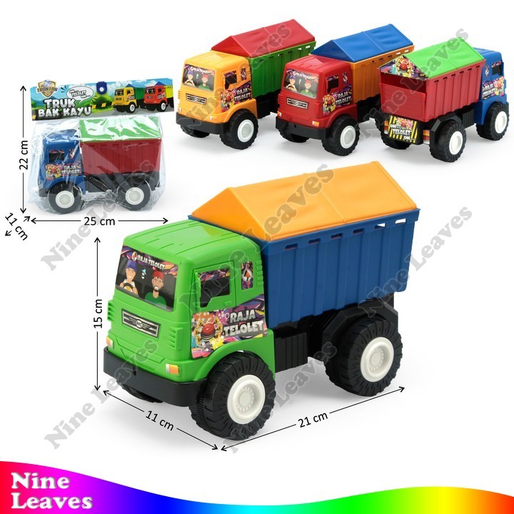 Mainan Anak Truk Dump + Penutup Bak Truk Bak Kayu Mainan Kendaraan Konstruksi