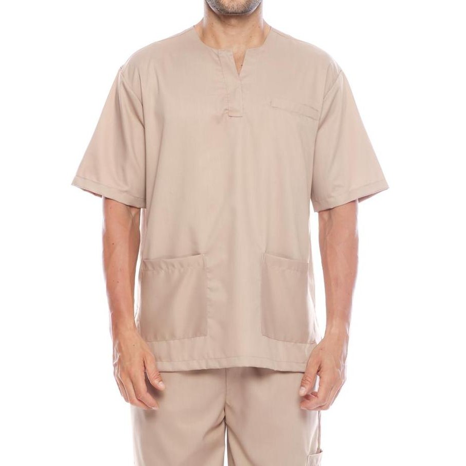 Mediscrub Setelan Baju Seragam Dokter Pria Round V Neck Kancing Atas New Stok