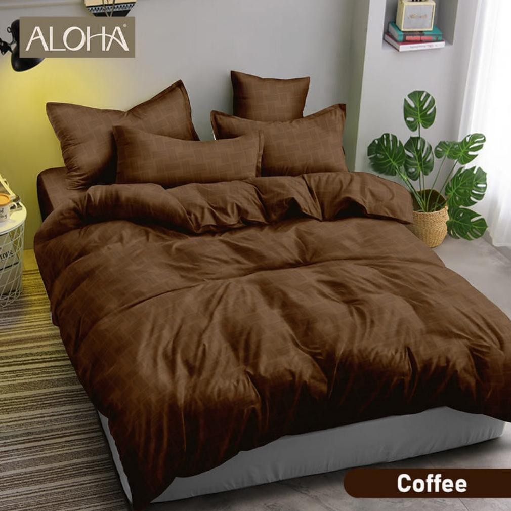 PJ Aloha - Bed Cover Set Sprei Fitted King (180x200) Polos Embossed Official Pilihan
