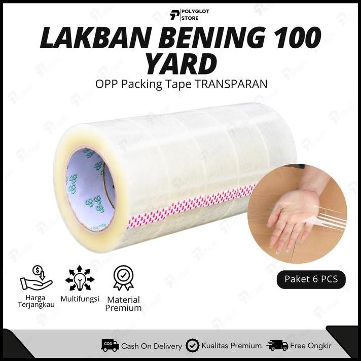 

[6 PCS] Lakban Bening 45mm x 70 Meter OPP Packing Tape 2" Inci 100 Yard
