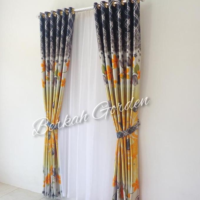 original gorden blackout import motif tulip kombinasi abu gold model smokering