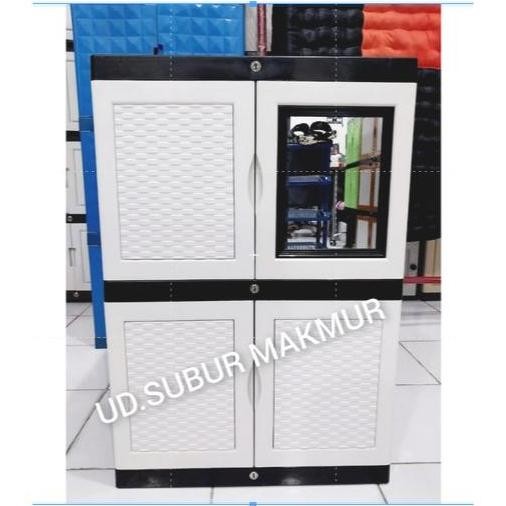 PREMIUM LEMARI PLASTIK KACA KUNCI / LEMARI PAKAIAN / LEMARI KUNCI