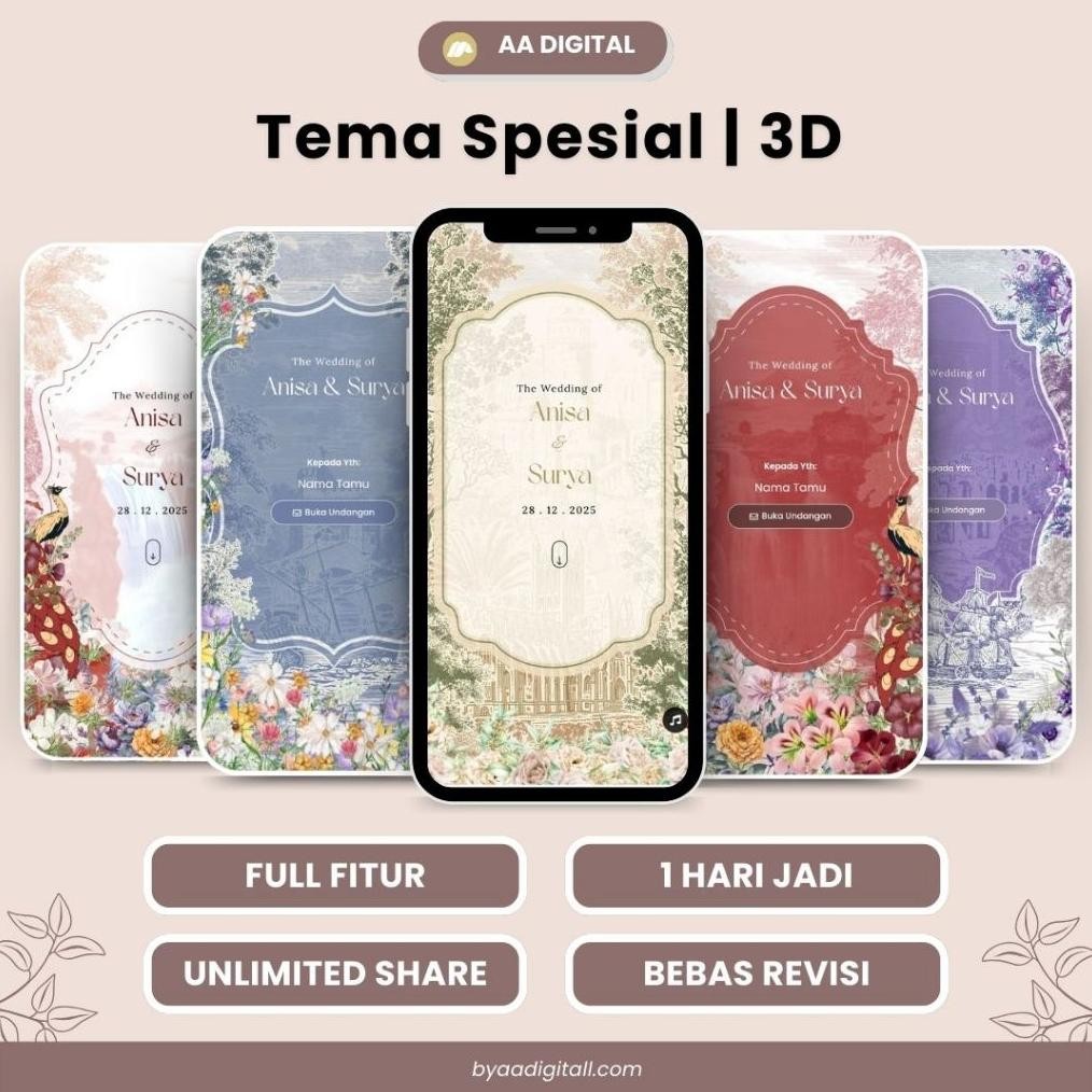 Undangan Digital Website Web Pernikahan Cantik,Rustic,Elegan,Unik