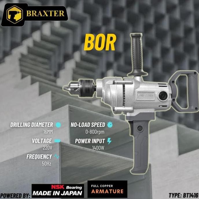 BOR PESAWAT BRAXTER BT1416 ELECTRIC DRILL 16MM MESIN BOR 16MM