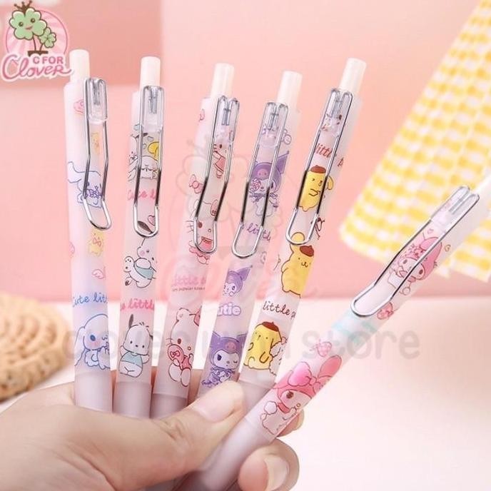 

siap kirim pulpen estetik dengan silver clip ballpaint pen lucu kawaii goodie bag