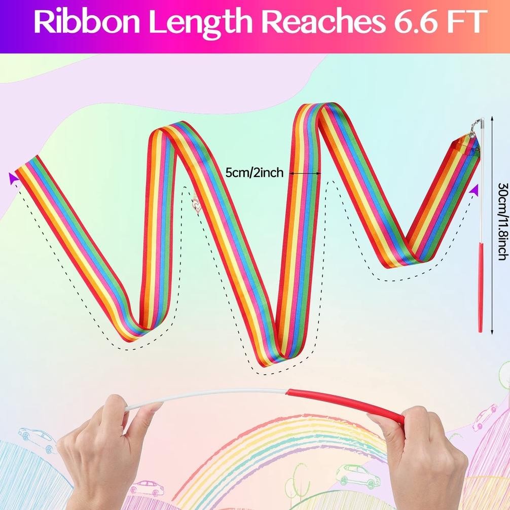 Ready 4M Twirling Ribbon Colorful Ballet Ribbon Alat Tari Tamborin Gereja Props Senam Ballet Pita Tw
