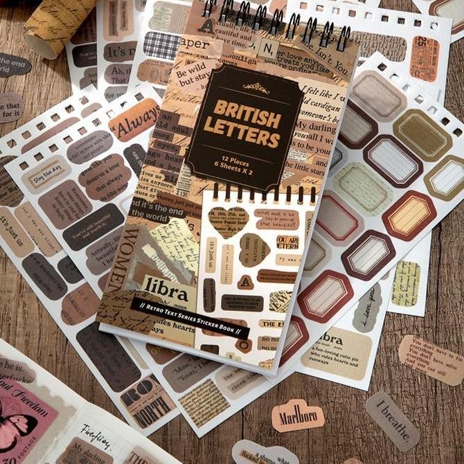 

ready 1pcs retro text series sticker book jurnal diy