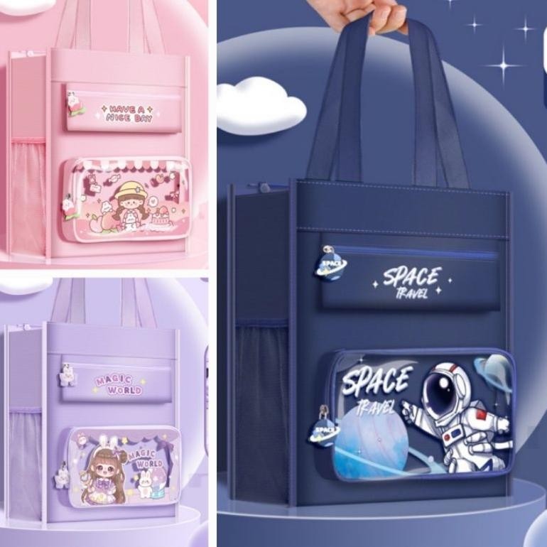 

tas tenteng waterofbesar + kotak pensil untuk kerja sekolah les multifungsi