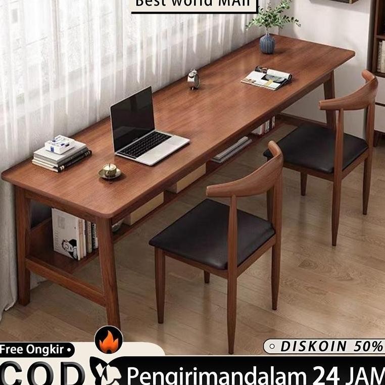 Meja Belajar Minimalis 160*50CM Meja Makan Meja Kerja Murah French Walnut