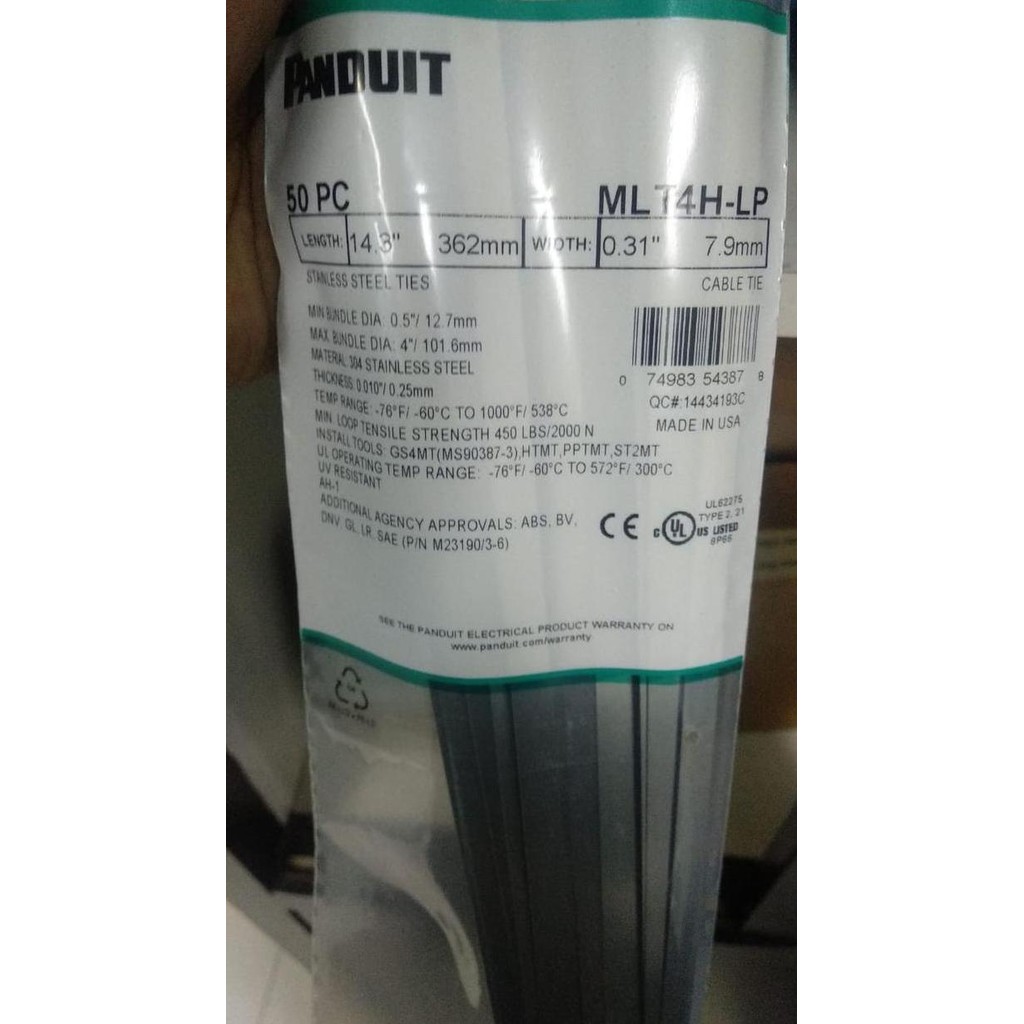 

stainless ties MLT4H-LP panduit / cable ties panduit stainles 362mm
