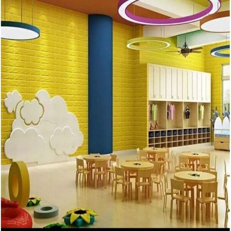 Hc Wallpaper Dinding Foam Timbul 3D Bata Classic Brick 70X77Cm / Wallpaper Motif 70 X 77 Cm / Sticke