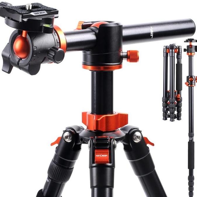K&F Concept 67/1.7M Aluminum Video Camera Tripod Transverse Center Column 22Lbs/10Kg Load Flexible F
