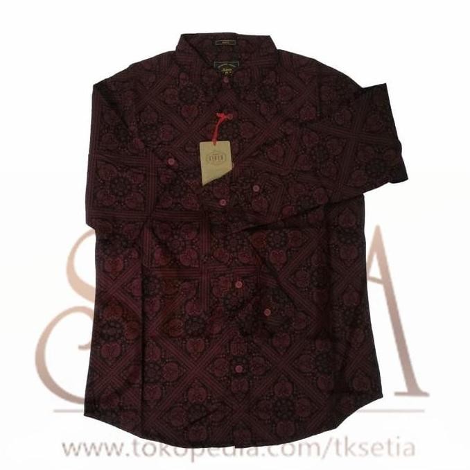 NEW PRODUK KEMEJA PRIA EIGER H401 LENGAN PANJANG CORAK BATIK RED PEASLEY 1989 