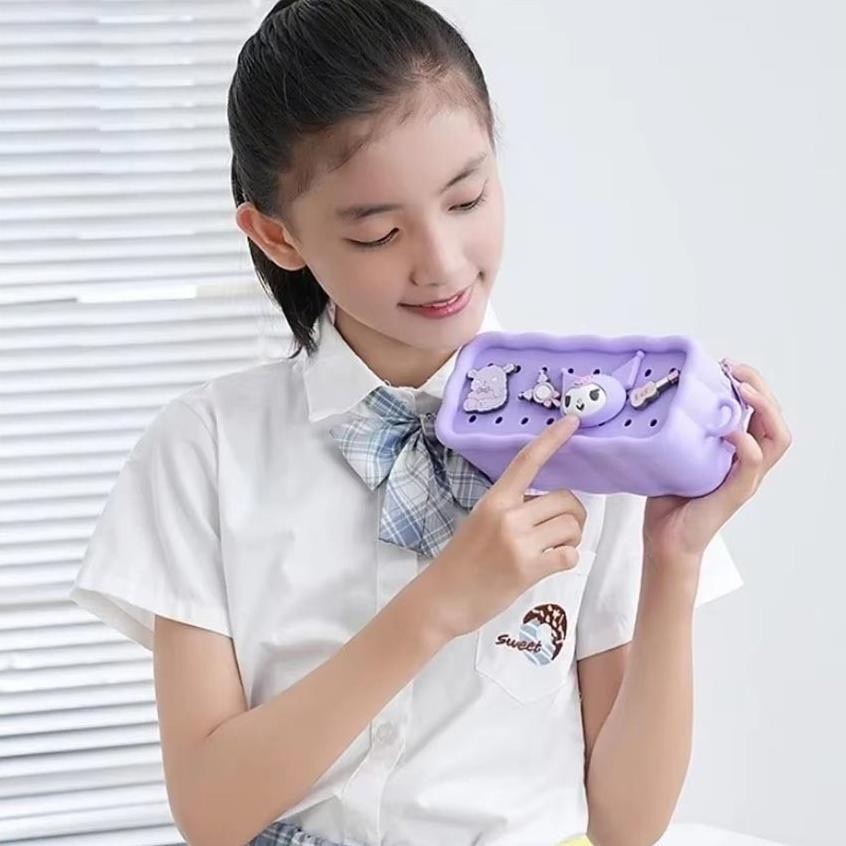 

Premium kotak Tempat pensil silikon karakter Lucu Sanrio Pensil Case Kartun High Quality