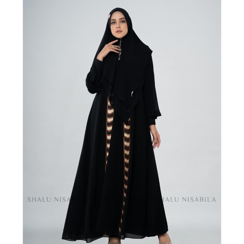 SEMPOL Shalu Nisabila - Akasha Dress Gamis Syar'i Cardigan Outer Mewah Bordir Abaya Premium Syari Mu