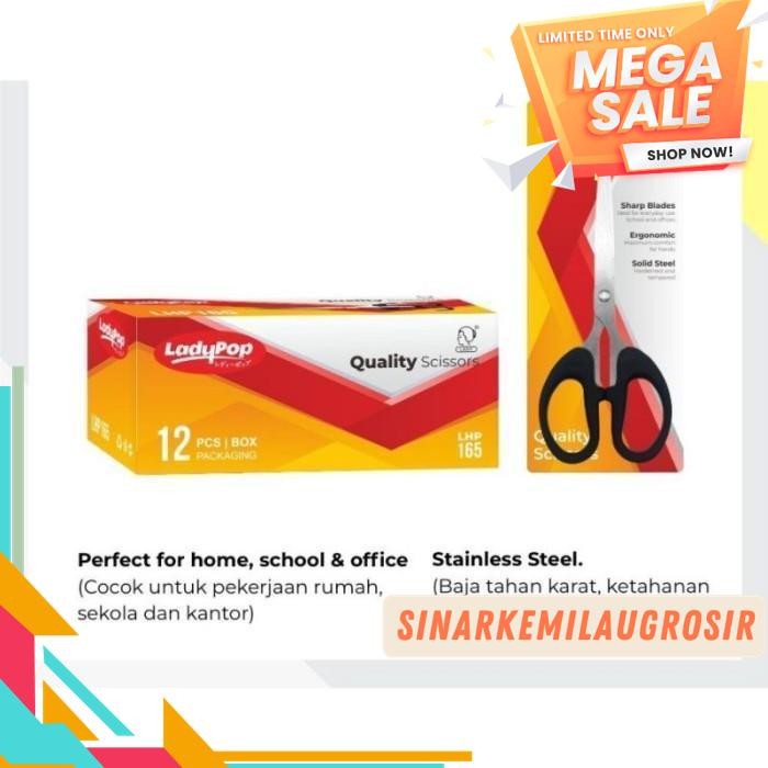 

GUNTING KERTAS SIZE SEDANG MEDIUM TANGGUNG 6.5" INCH 838 165 STAINLESS BEST QUALITY !!