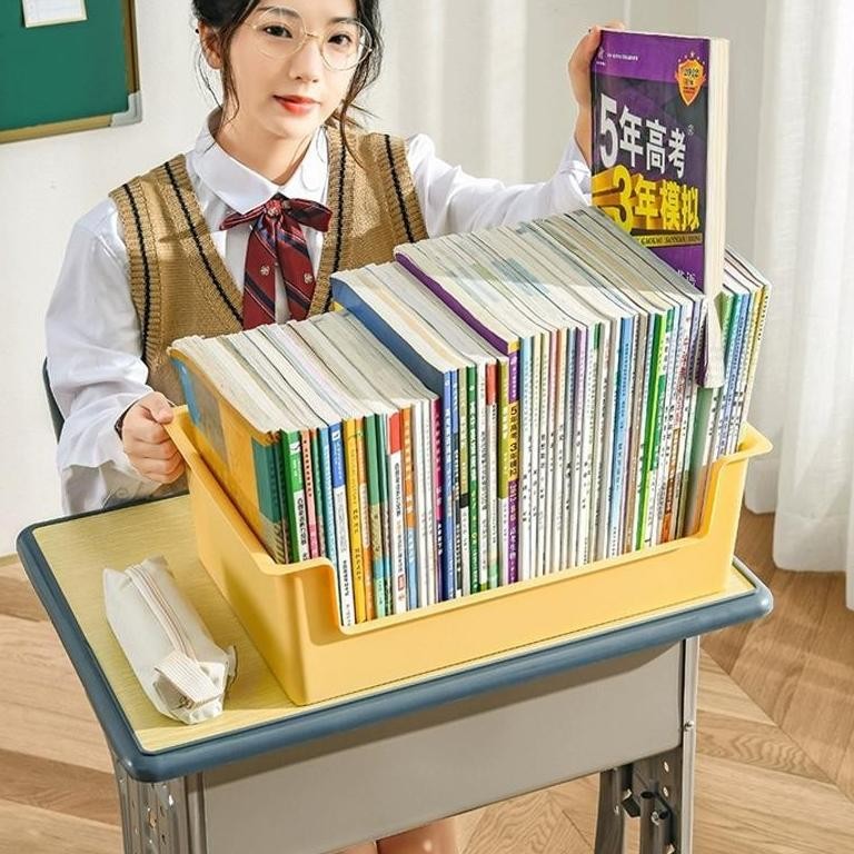 Rak Buku Plastik Kotak Penyimpanan Foldable Desktop Box Rak Box File Kotak Penyimpanan Buku Alat Tul