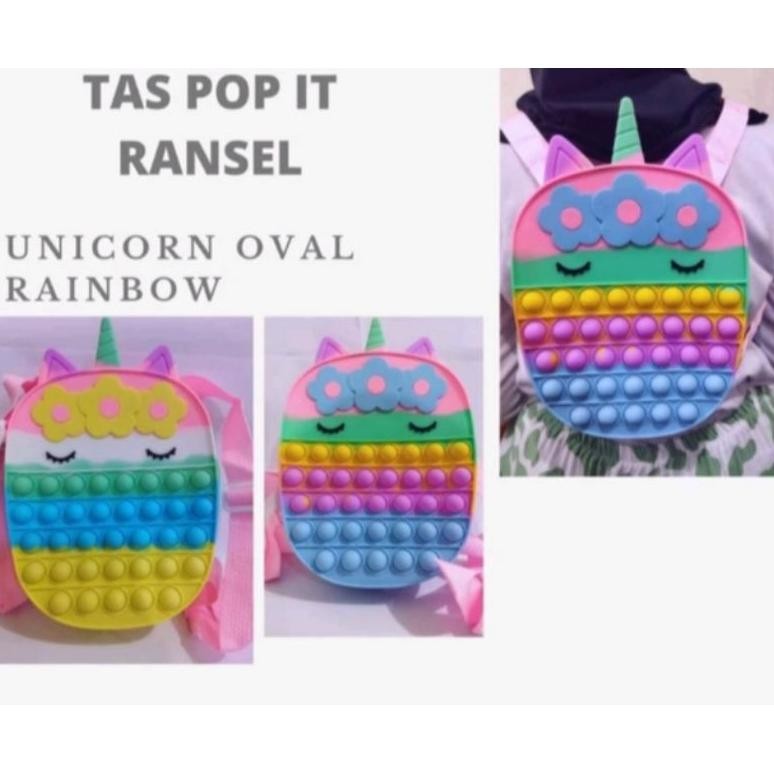 tas pop it ransel unicorn bunga