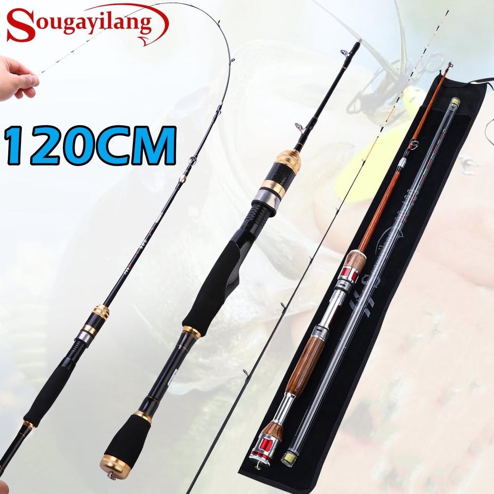 TERLARIS Sougayilang 120cm Joran Pncing 12-25lb Serat Carbon 2 Bagian Memancing Udang Joran Siap kir