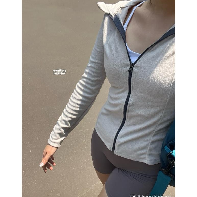 aq-54 JH85 STL Polar Slim Fit Athletic Fleece Gym Hoodie Jacket - Jaket Bodycon Gym Yoga Pilates Wor