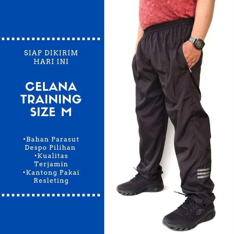 Celana Training Panjang Pria Wanita Olahraga Gowes Sepeda Bahan Parasut Parasut Ukuran M