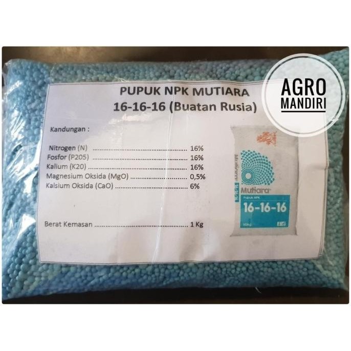 

Terlaris Pupuk Npk Mutiara 16-16-16 Kemasan Ekonomis Repack 1 Kg Import Rusia