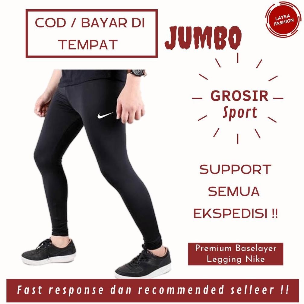 (JUMBO) PROMO BISA COD Legging Leging Lejing Baselayer Pria Wanita Celana Panjang Hitam Polos Elasti