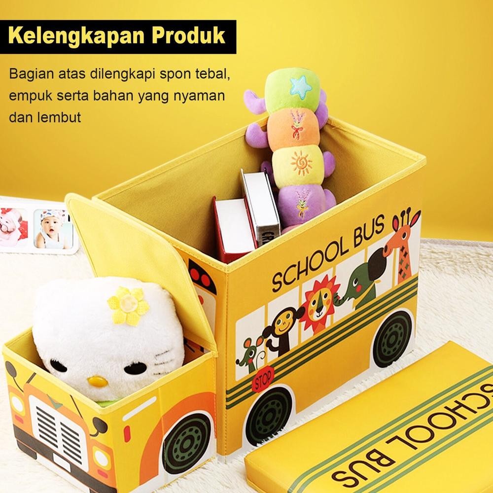 BARU__))((__ Kotak Penyimpanan Storage Box Cartoon Storage BUS Tempat Peyimpanan Mainan Toys Bangku 