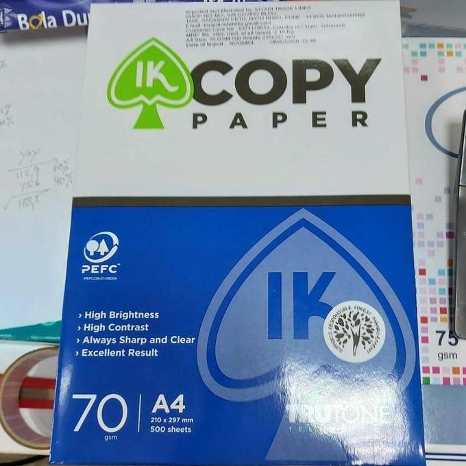 

BEBAS ONGKIR - Kertas HVS Fotokopi IK Copy Paper A4 70gr per dus isi 5 rim