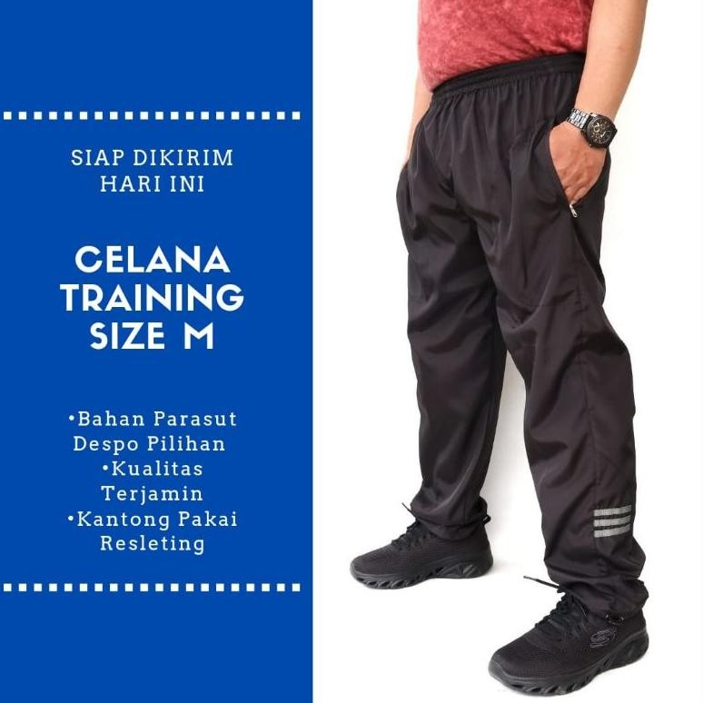 Celana Training Panjang Pria Wanita Olahraga Gowes Sepeda Bahan Parasut Parasut Ukuran M