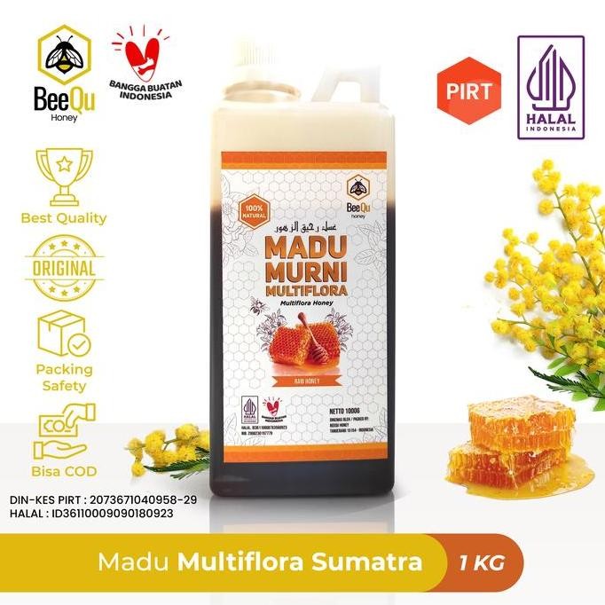 

BARU MADU MURNI ASLI - MULTIFLORA SUMATRA 1KG RAW HONEY - BEEQU HONEY