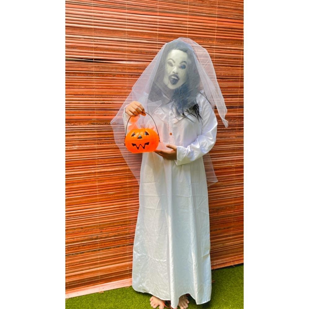 Ready Kostum Kuntilanak Baju Panjang Putih Hantu Indonesia