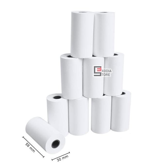 

Paket Kertas Thermal Struk 58mm / Receipt Printer Thermal Paper Size 58x30mm isi 100 Roll / 1 Dus