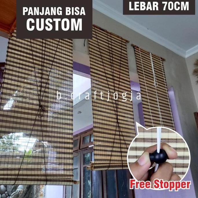 Grosir Ready Tirai Kerai Gorden Gulung Bambu Mix Lidi Tenun Lebar 70 Cm