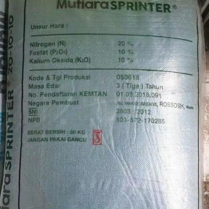 

Terlaris Pupuk Meroke - Mutiara Sprinter Npk 20 -10 - 10 Repacking 500G