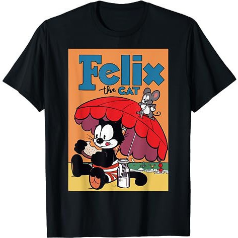 Baju Kaos Felix The Cat and the Mouse go to the Beach T-Shirt Premium Cotton Combed 24s Original 100