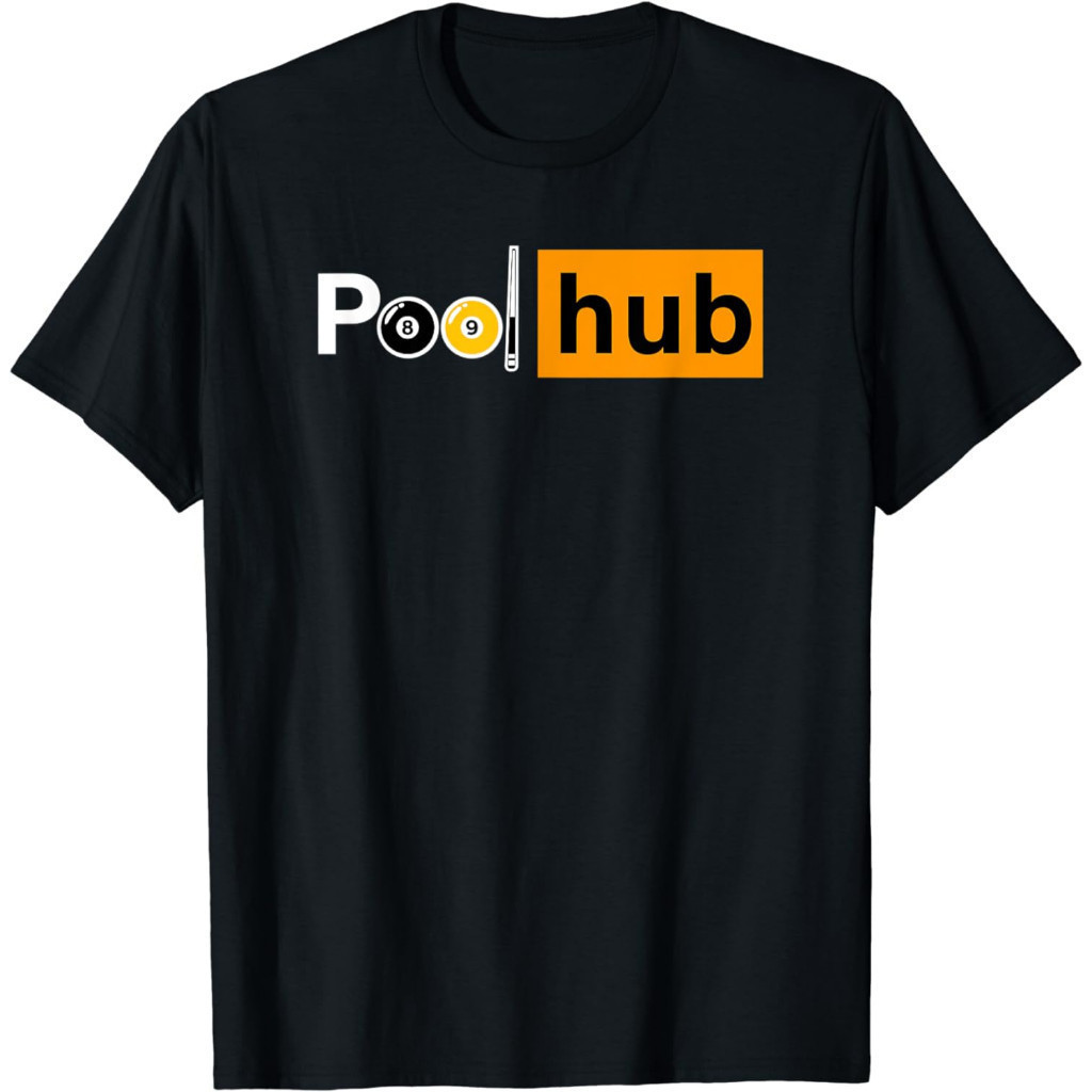 Kaos Funny Billiards Game - Pool Hub - Billiard Balls & Cue Stick T-Shirt Baju Unisex Vintage 100% C