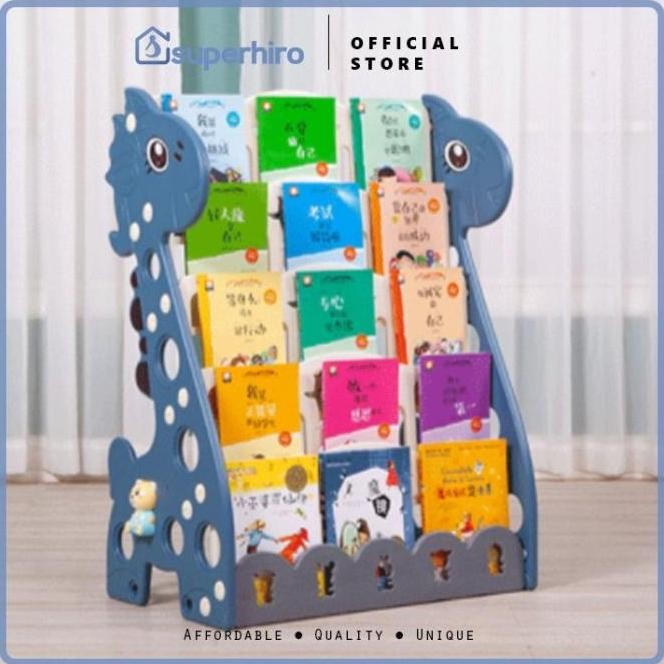 Rak Buku Anak 4 Tingkat Kid Bookshelf Rak Dekoratif Jerapah Boy Girl