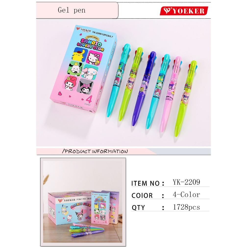 

Ready (12Pc) Bolpen / Pulpen/ Pen 4 Warna Kuromi Melody Sanrio Fancy